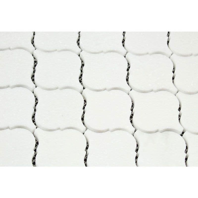Thassos White Marble Lantern (Arabesque) Honed Mosaic Tile
