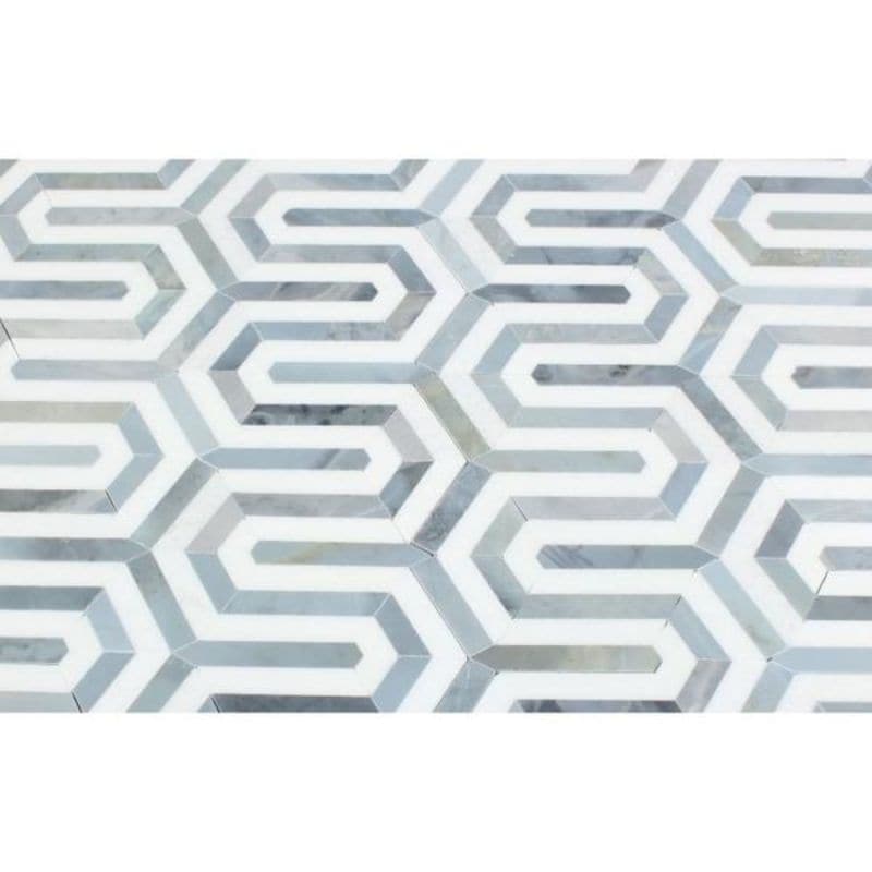 Thassos White and Blue Marble Berlinetta Honed Mosaic Tile