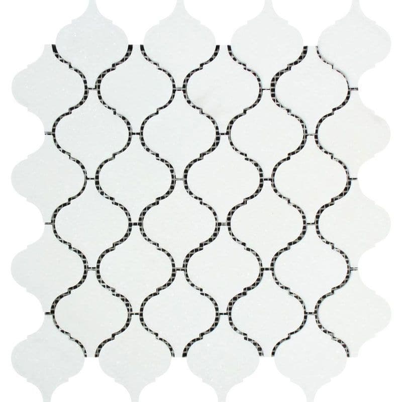 Thassos White Marble Lantern (Arabesque) Honed Mosaic Tile