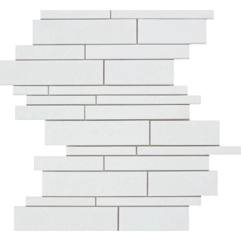 Thassos White Marble Polished Random Insert Strip Mosaic Tile