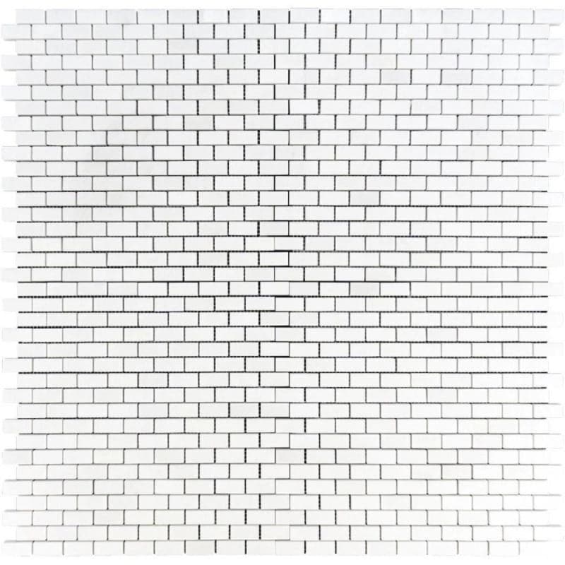 Thassos White Marble 5/8 x 1 1/4 Polished Mini Brick Mosaic Tile