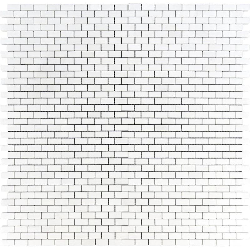 Thassos White Marble 5/8 x 1 1/4 Honed Mini Brick Mosaic Tile