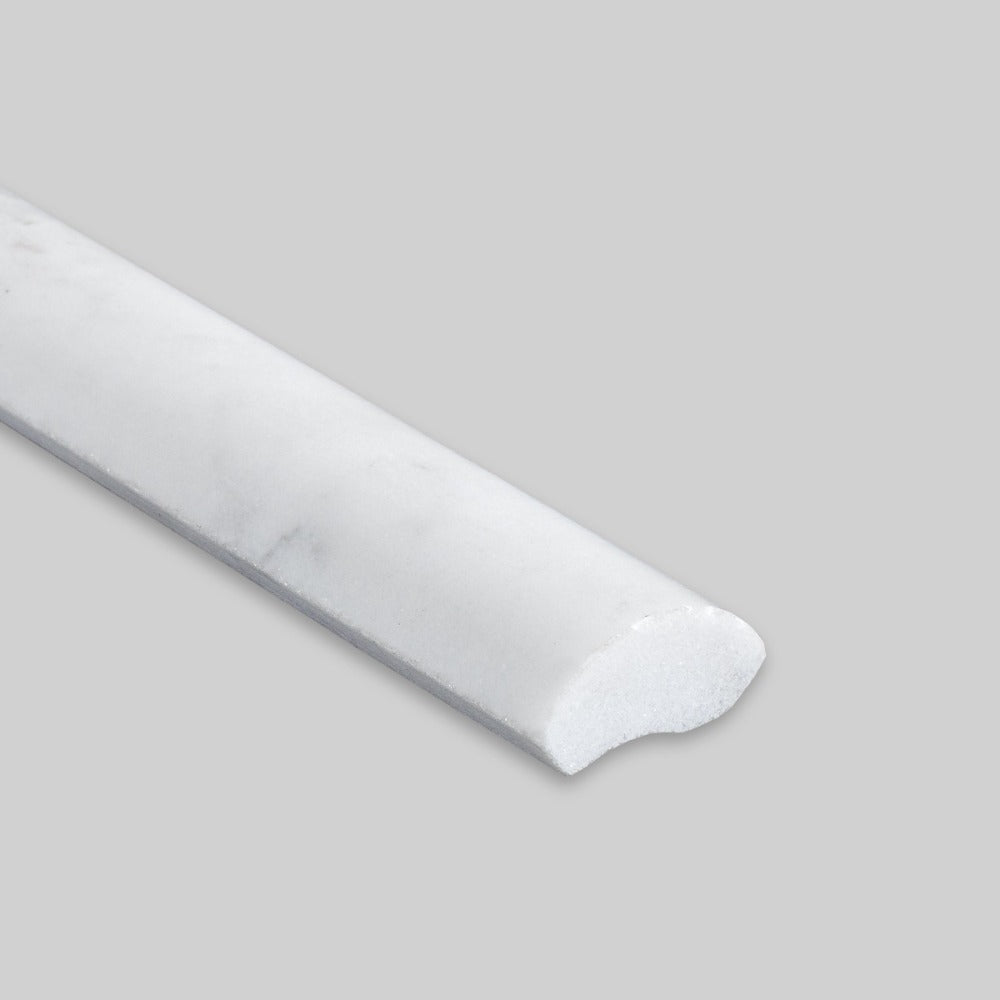 White Carrara Marble 1x12 Polished Quarter Round Trim