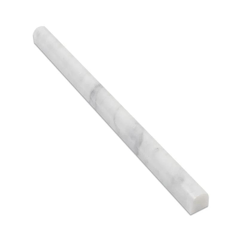 White Carrara Marble 3/4x12 Honed Pencil Liner