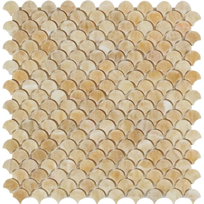 Honey Onyx Fish Design (Fan Shape) Polished Mosaic Tile