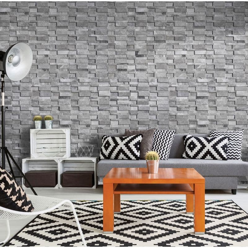 Atlantic Gray Marble 3D 6x24 Stacked Stone Ledger Panel