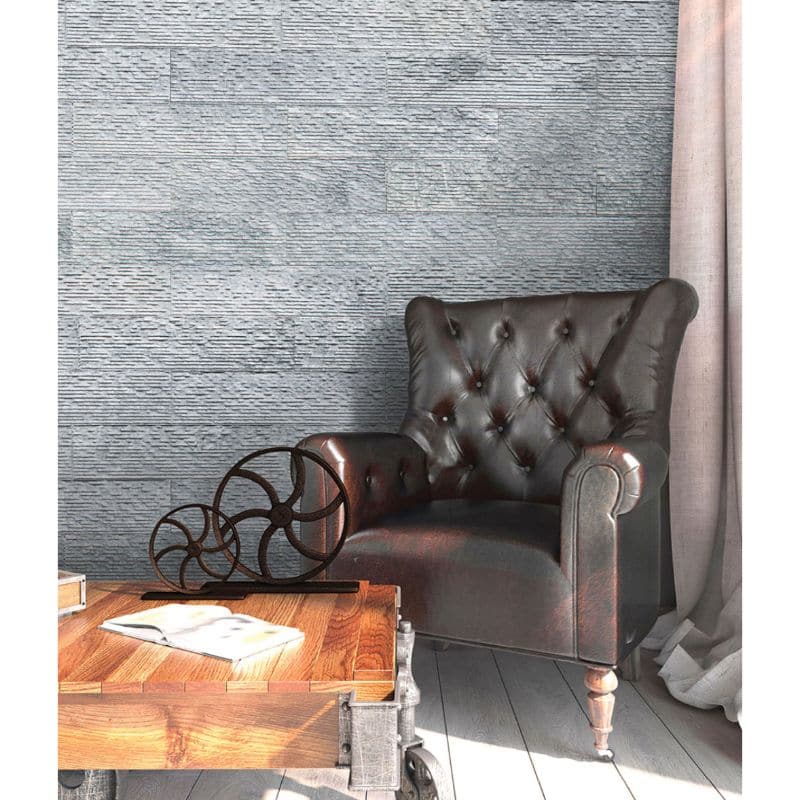 Atlantic Wavy Gray Marble 6x24 Combed Brushed Ledger Panel