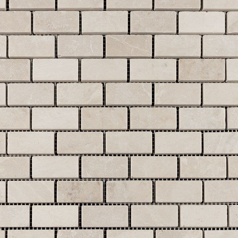 Botticino Beige Marble 1x2 Tumbled Mosaic Tile