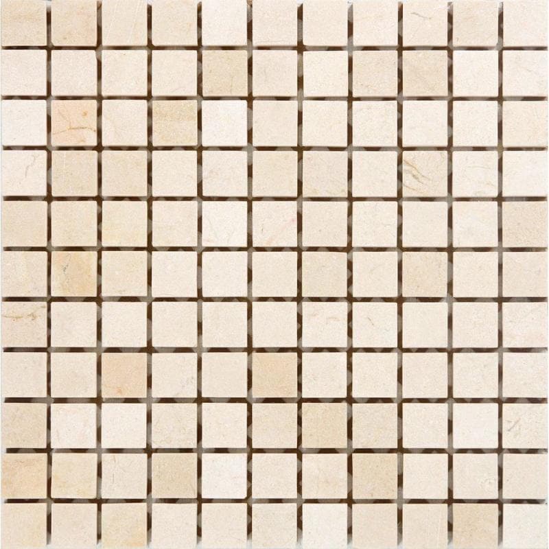 Botticino Beige Marble 1x1 Tumbled Mosaic Tile