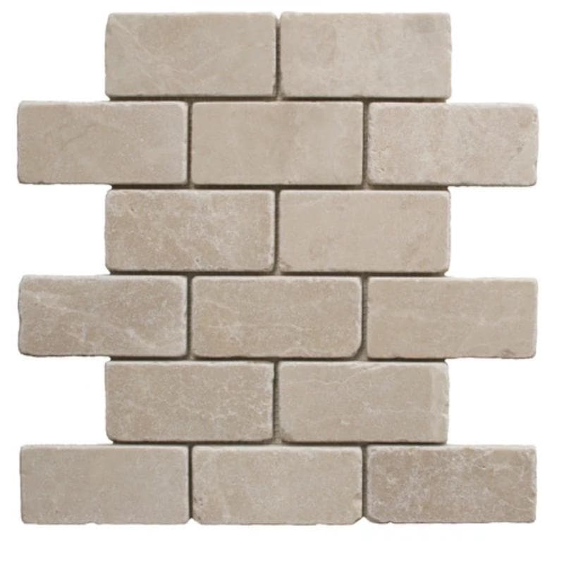Botticino Beige Marble 2x4 Tumbled Mosaic Tile