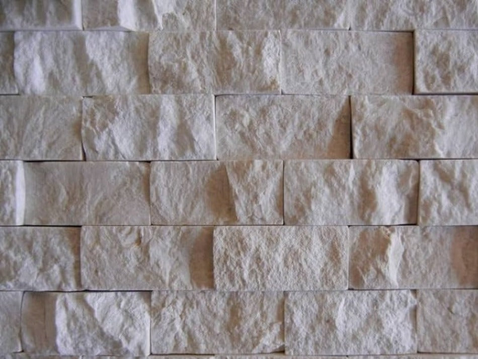 Botticino Beige Marble 1x2 Split Face Mosaic Tile (Clearance)