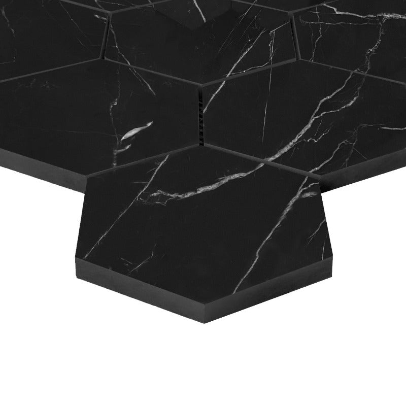 Nero Marquina Marble 3x3 Hexagon Polished Mosaic Tile