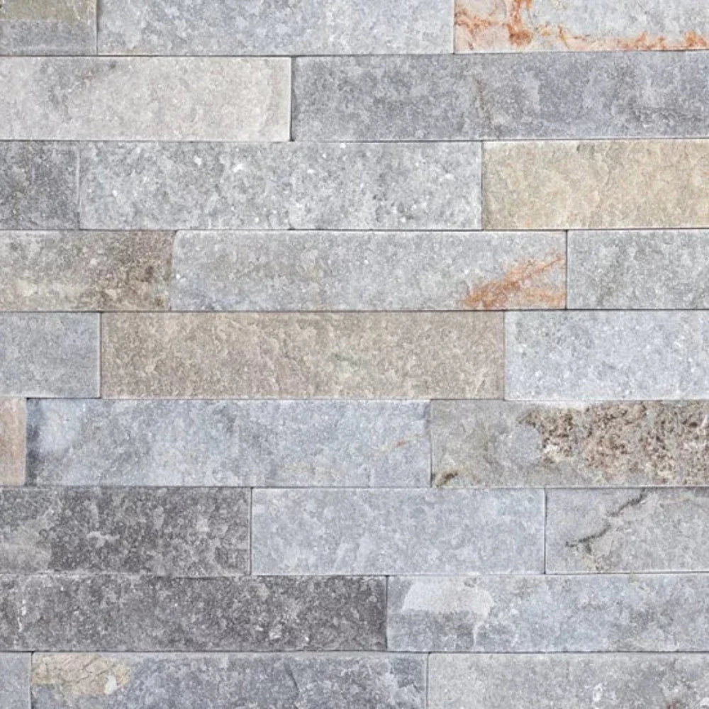 Coral Blue Nile Quartzite 6x24 Split Face Stacked Stone Ledger Panel