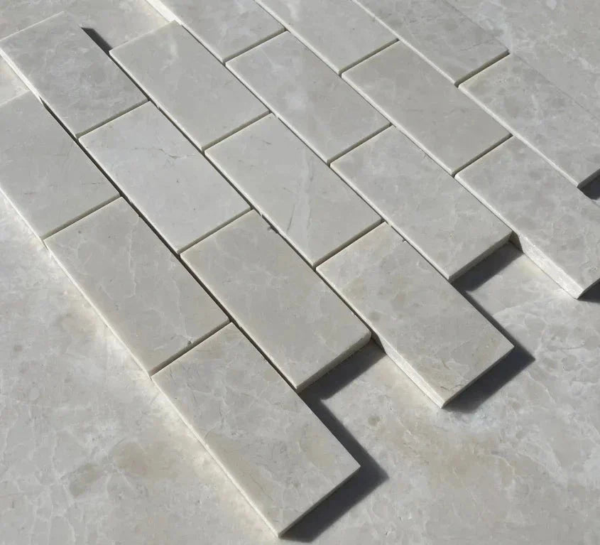 Botticino Beige Marble 2x4 Polished Mosaic Tile (Clearance)