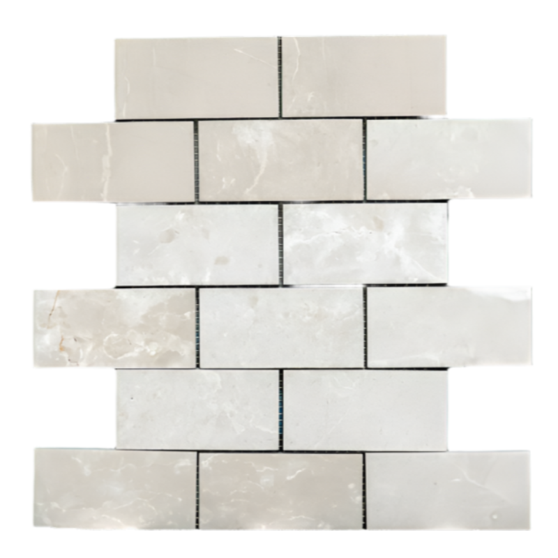 Botticino Beige Marble 2x4 Polished Mosaic Tile (Clearance)