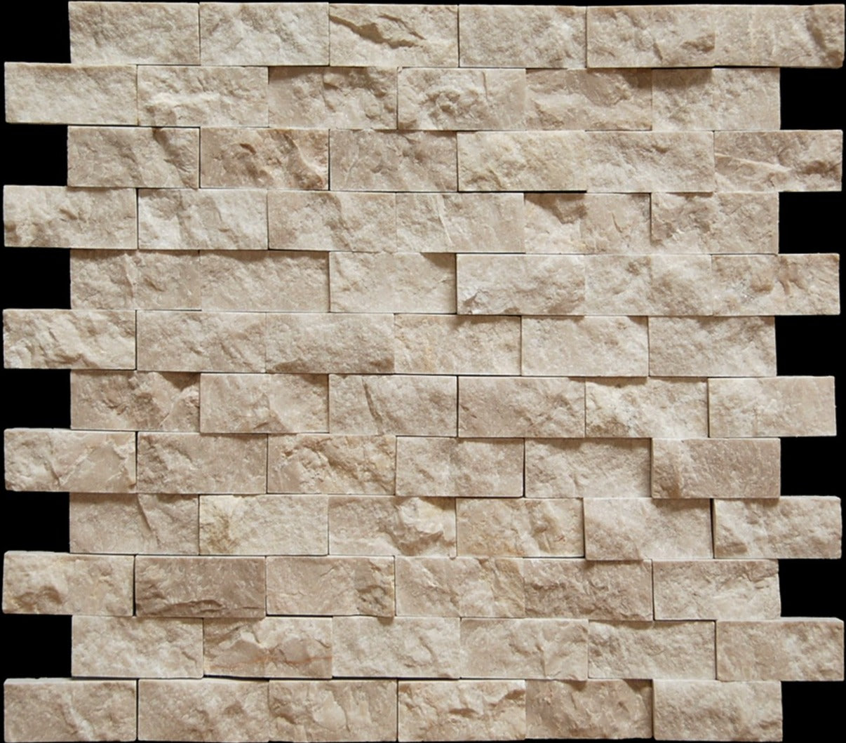 Botticino Beige Marble 1x2 Split Face Mosaic Tile (Clearance)