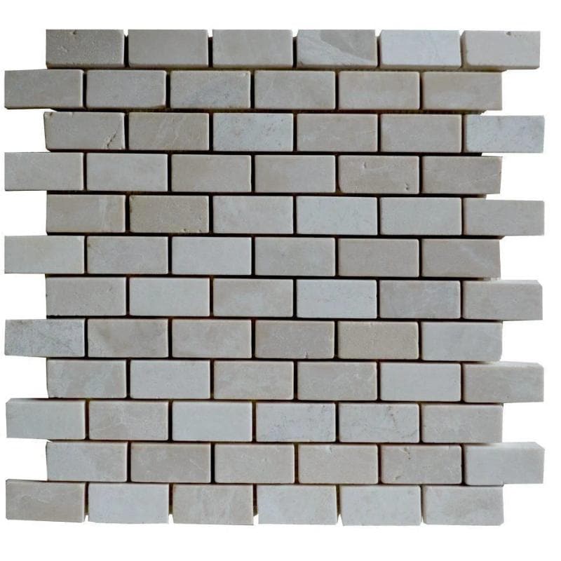 Botticino Beige Marble 1x2 Tumbled Mosaic Tile