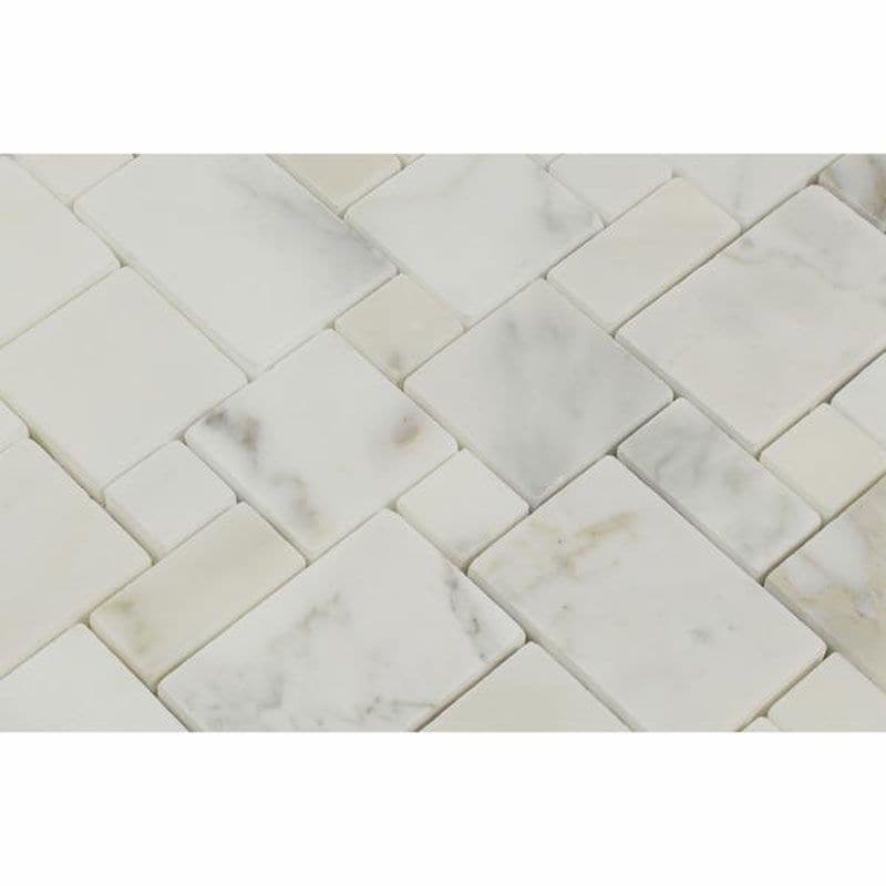 Calacatta Gold Marble Mini Versailles Pattern Polished Mosaic Tile