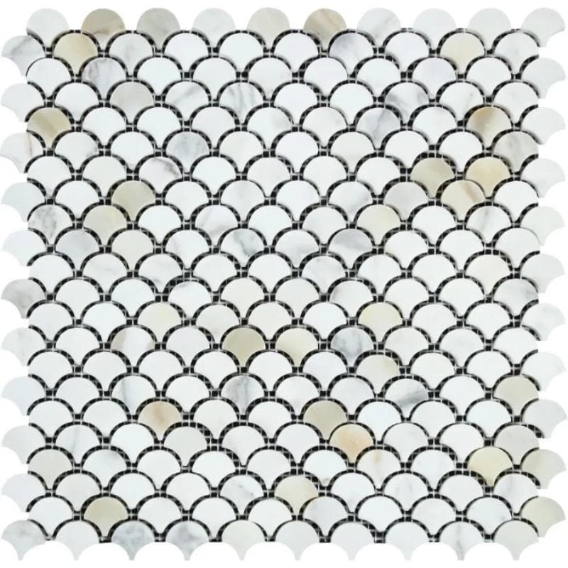 Calacatta Gold Marble Fan Shape (Raindrop) Polished Mosaic Tile