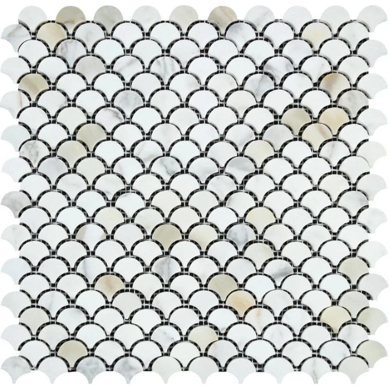 Calacatta Gold Marble Fan Shape (Raindrop) Honed Mosaic Tile