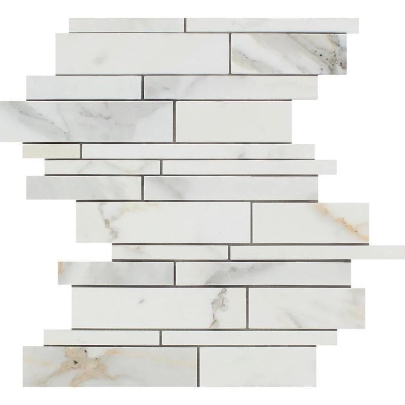 Calacatta Gold Marble Random Insert Strip Polished Mosaic Tile