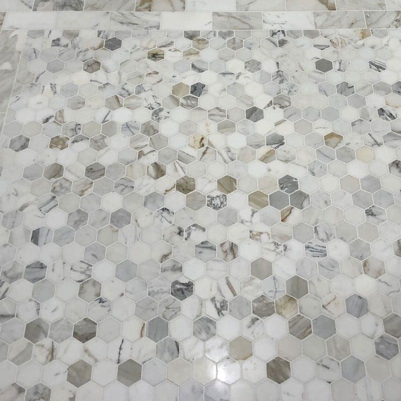 Calacatta Gold Marble 2x2 Hexagon Polished Mosaic Tile