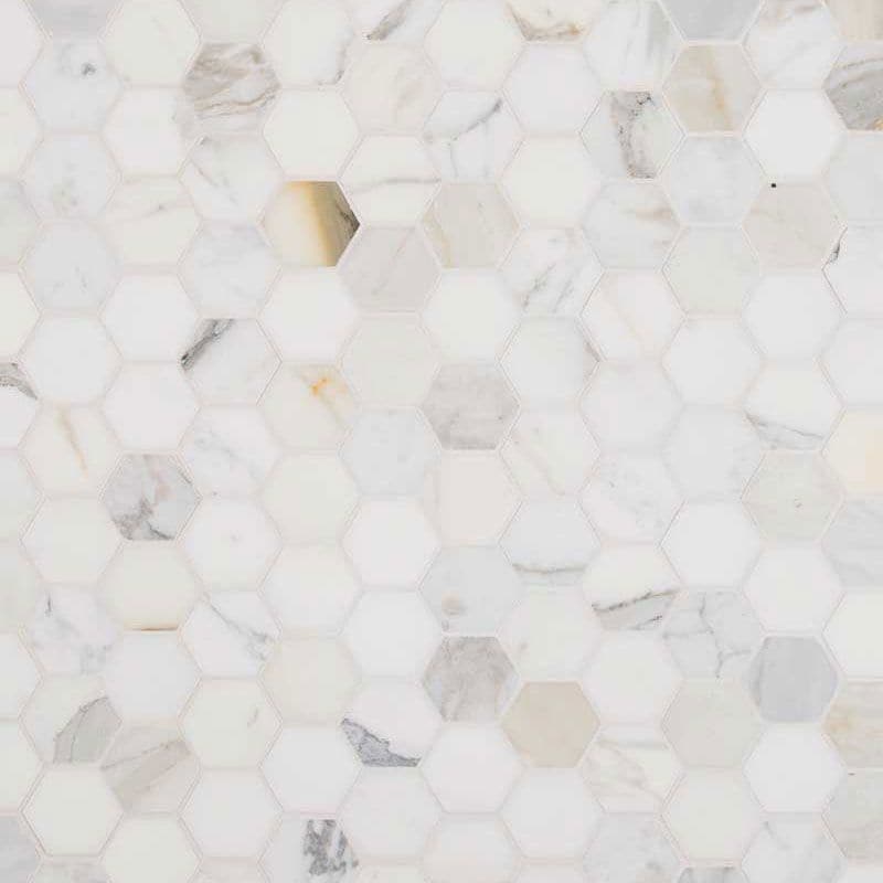 Calacatta Gold Marble 3x3 Hexagon Polished Mosaic Tile