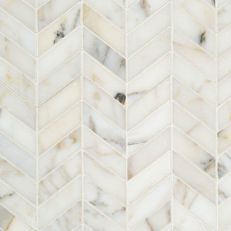 Calacatta Gold Marble Mini Chevron Polished Mosaic Tile