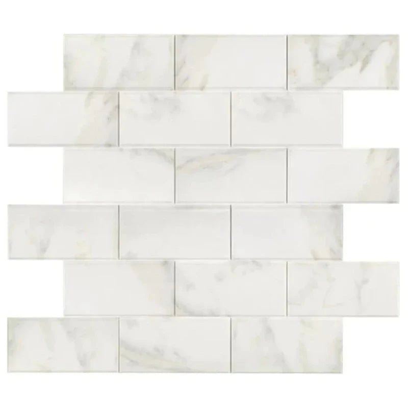 Calacatta Oliva Marble 2x4 Deep Beveled Polished Mosaic Tile