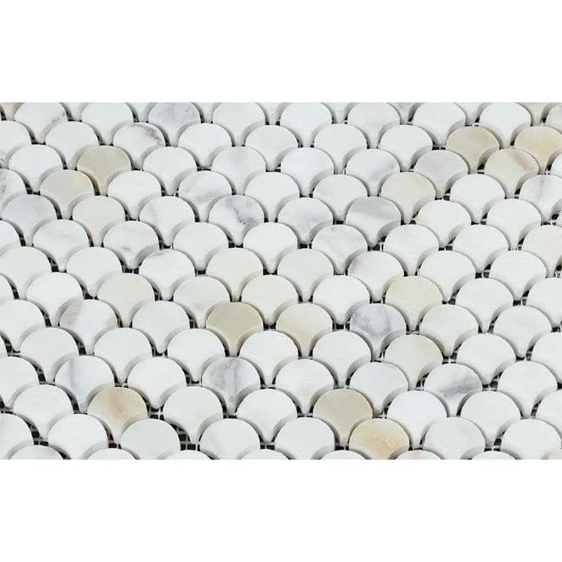 Calacatta Gold Marble Fan Shape (Raindrop) Polished Mosaic Tile