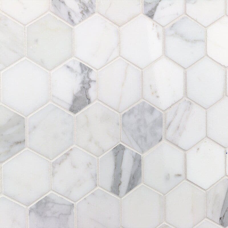 Calacatta Gold Marble 2x2 Hexagon Honed Mosaic Tile