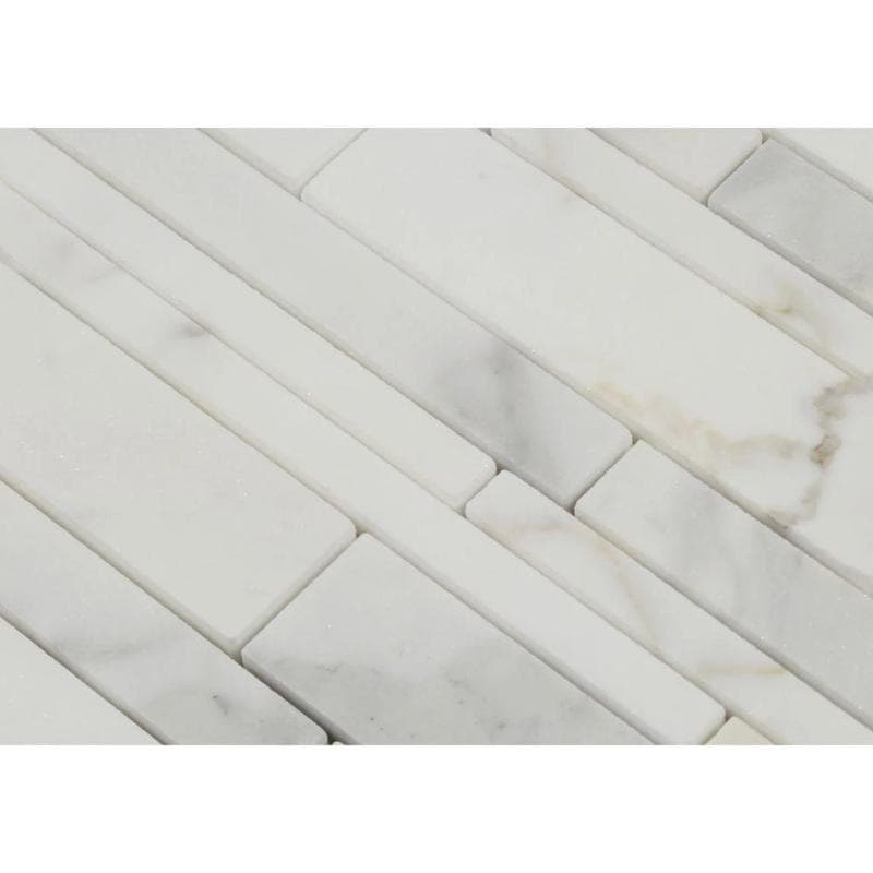 Calacatta Gold Marble Random Insert Strip Honed Mosaic Tile
