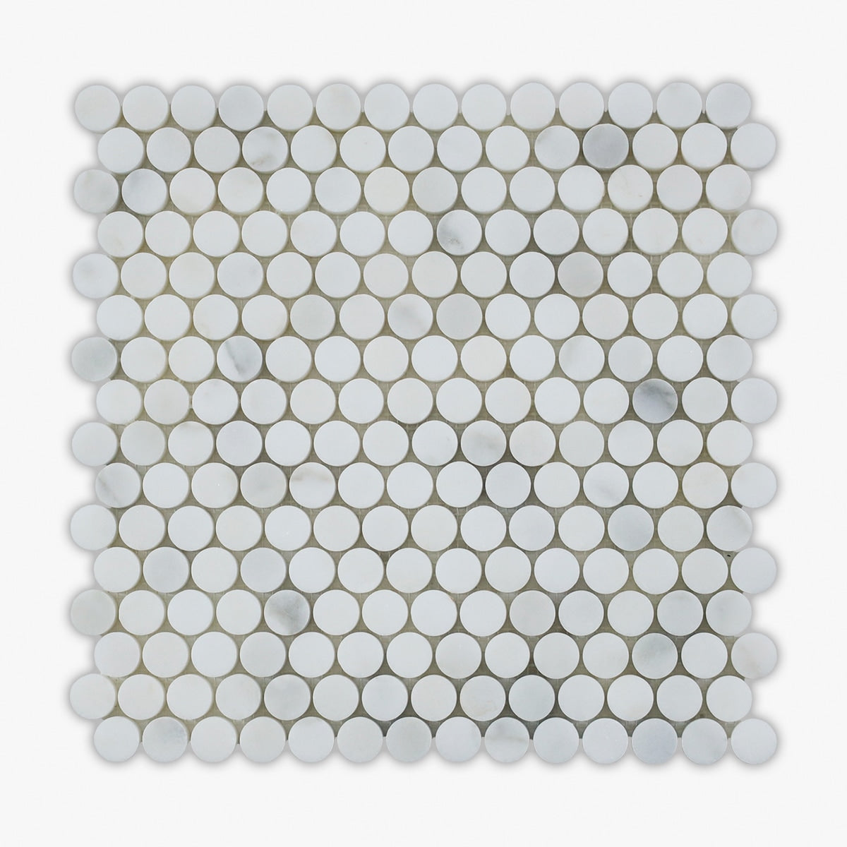 Calacatta Oliva Marble Penny Round Honed Mosaic Tile