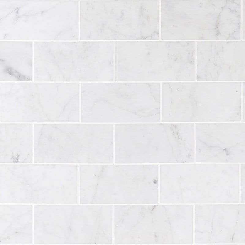 White Carrara Marble 3x6 Honed Tile