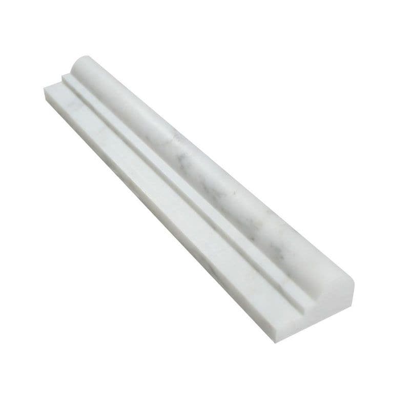 White Carrara Marble 2x12 Polished 1 Step Chairrail