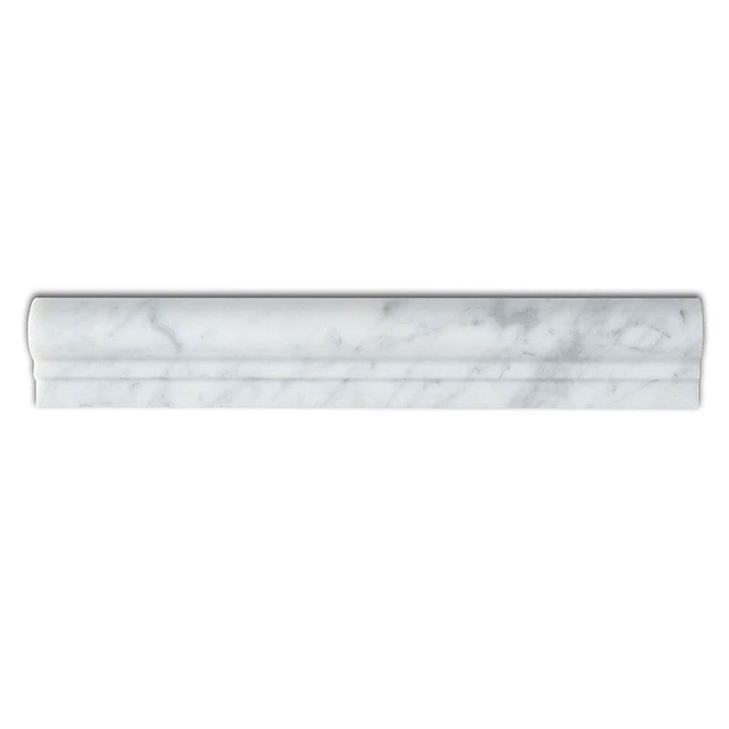 White Carrara Marble 2x12 Honed 1 Step Chairrail