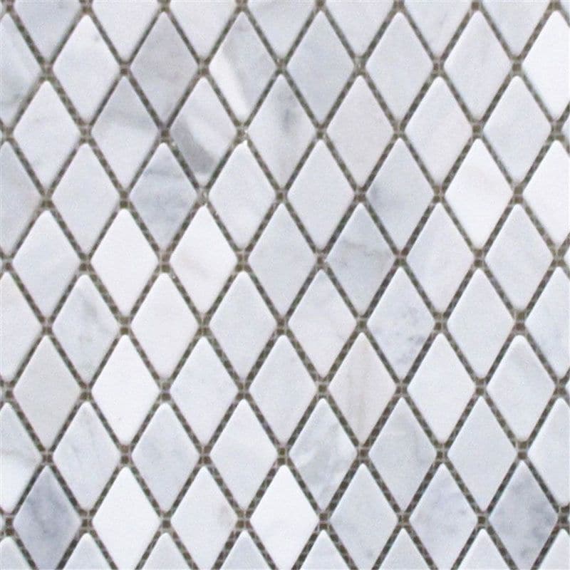 White Carrara Marble Polished 1x2 Diamond Mosaic Tile