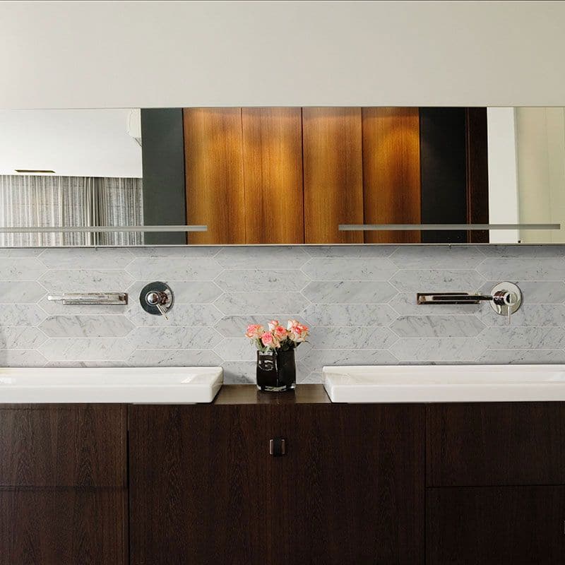 White Carrara Marble 3x12 Picket Honed Mosaic Tile