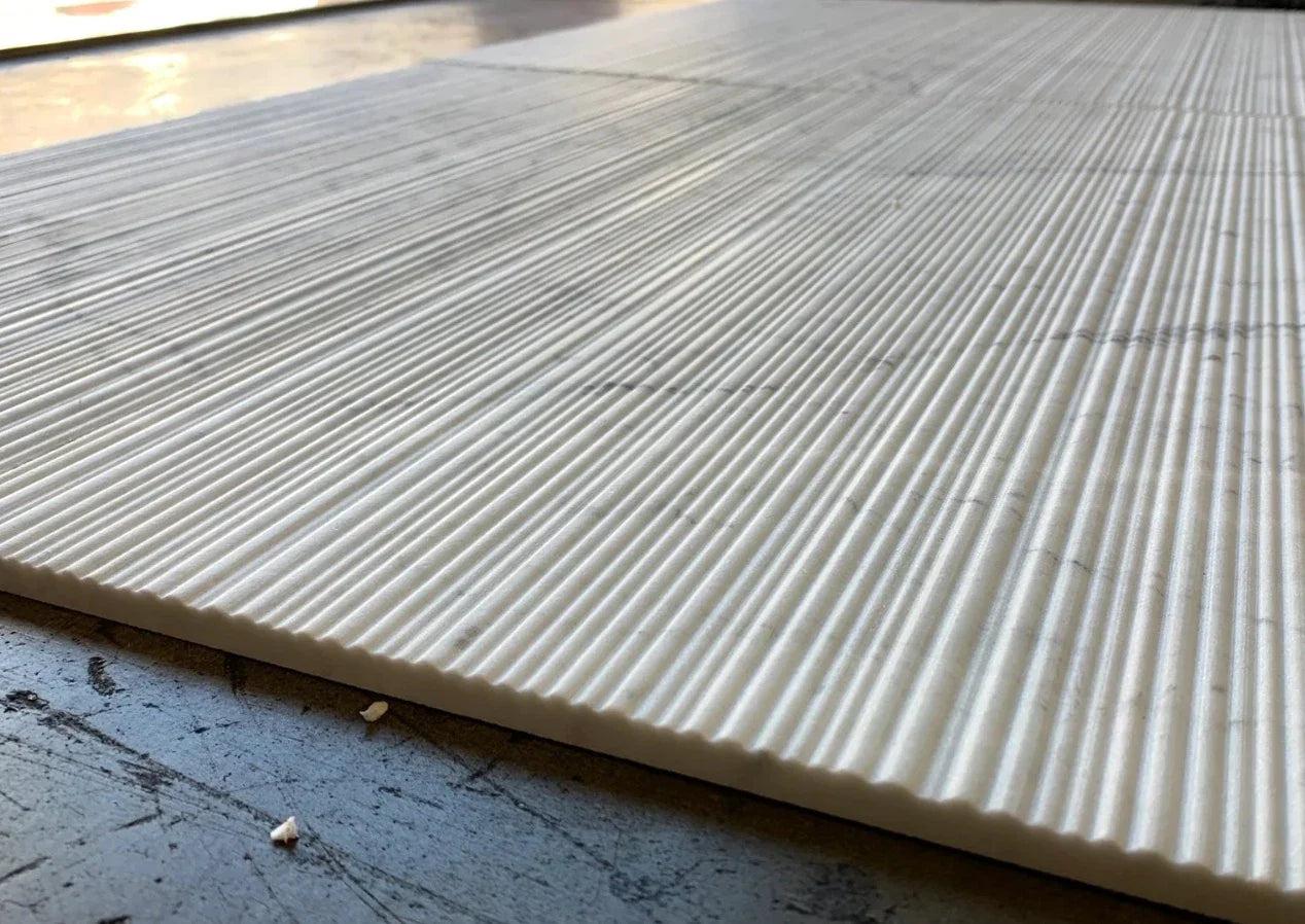 White Carrara Marble 12x24 Bamboo Textured Tile