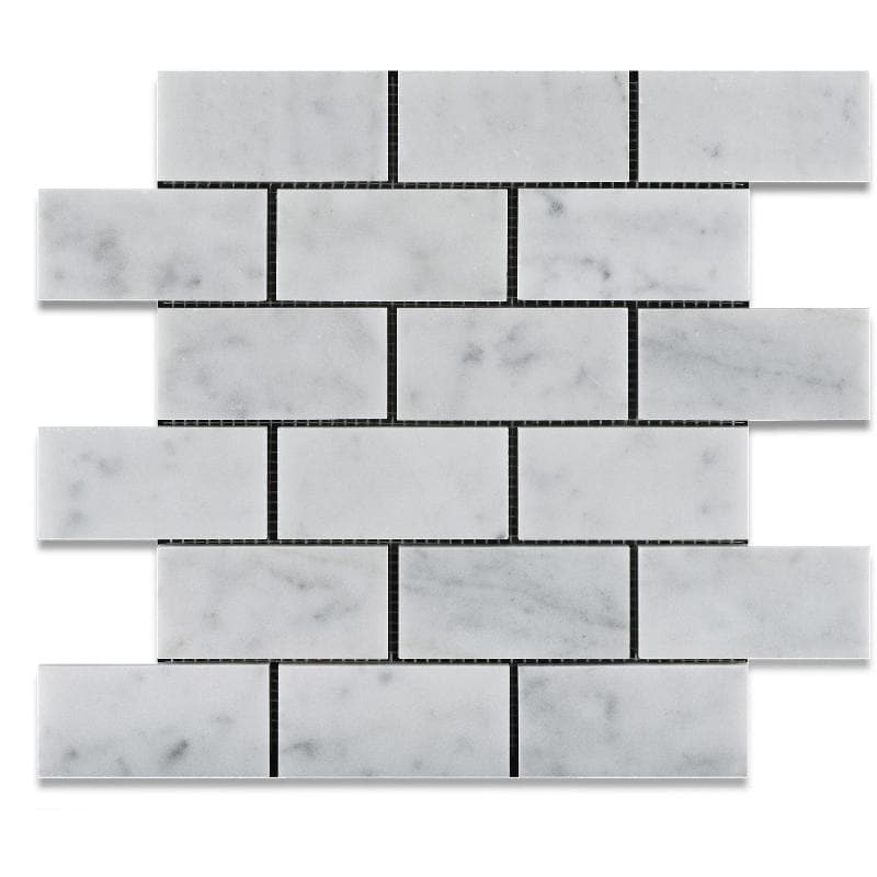 White Carrara Marble 2x4 Honed Mosaic Tile