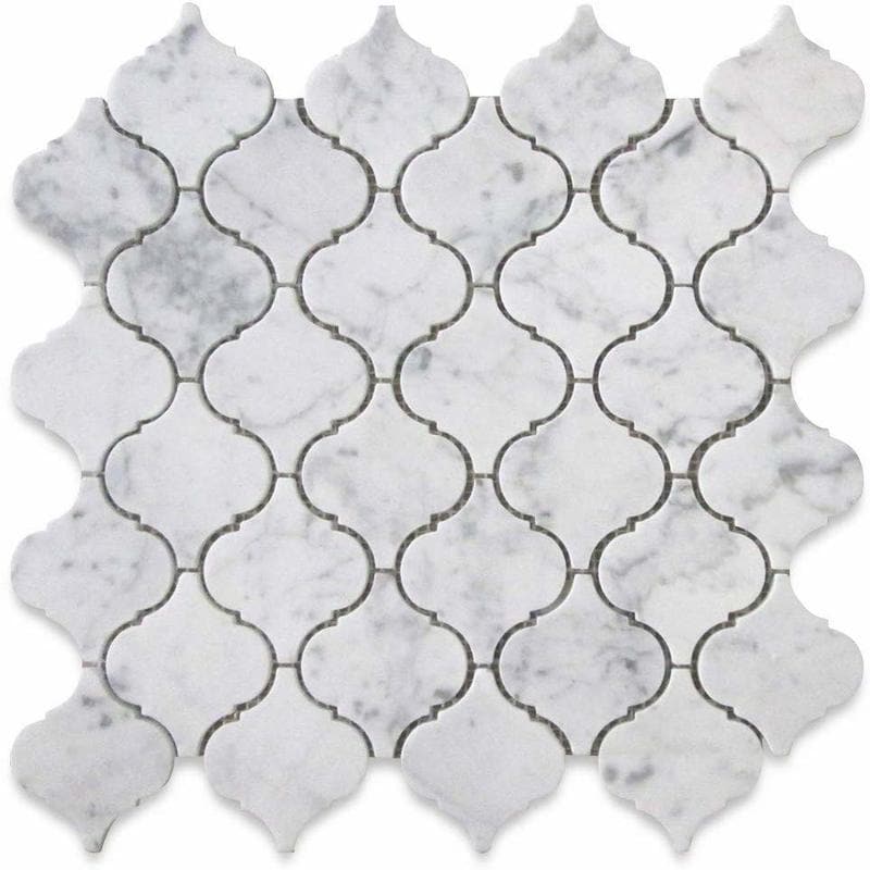 White Carrara Marble Lantern Honed Mosaic Tile