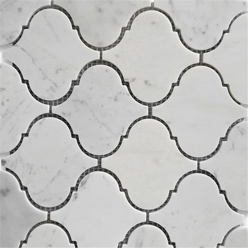 White Carrara Marble Lantern Polished Mosaic Tile