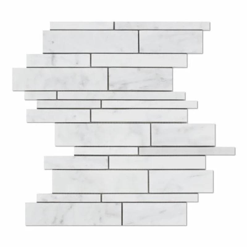 White Carrara Marble Random Insert  Polished Mosaic Tile