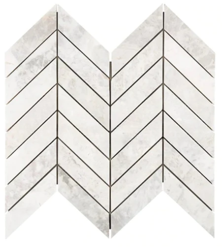 Bianco Congelato Nimbus Marble Chevron Polished Mosaic Tile