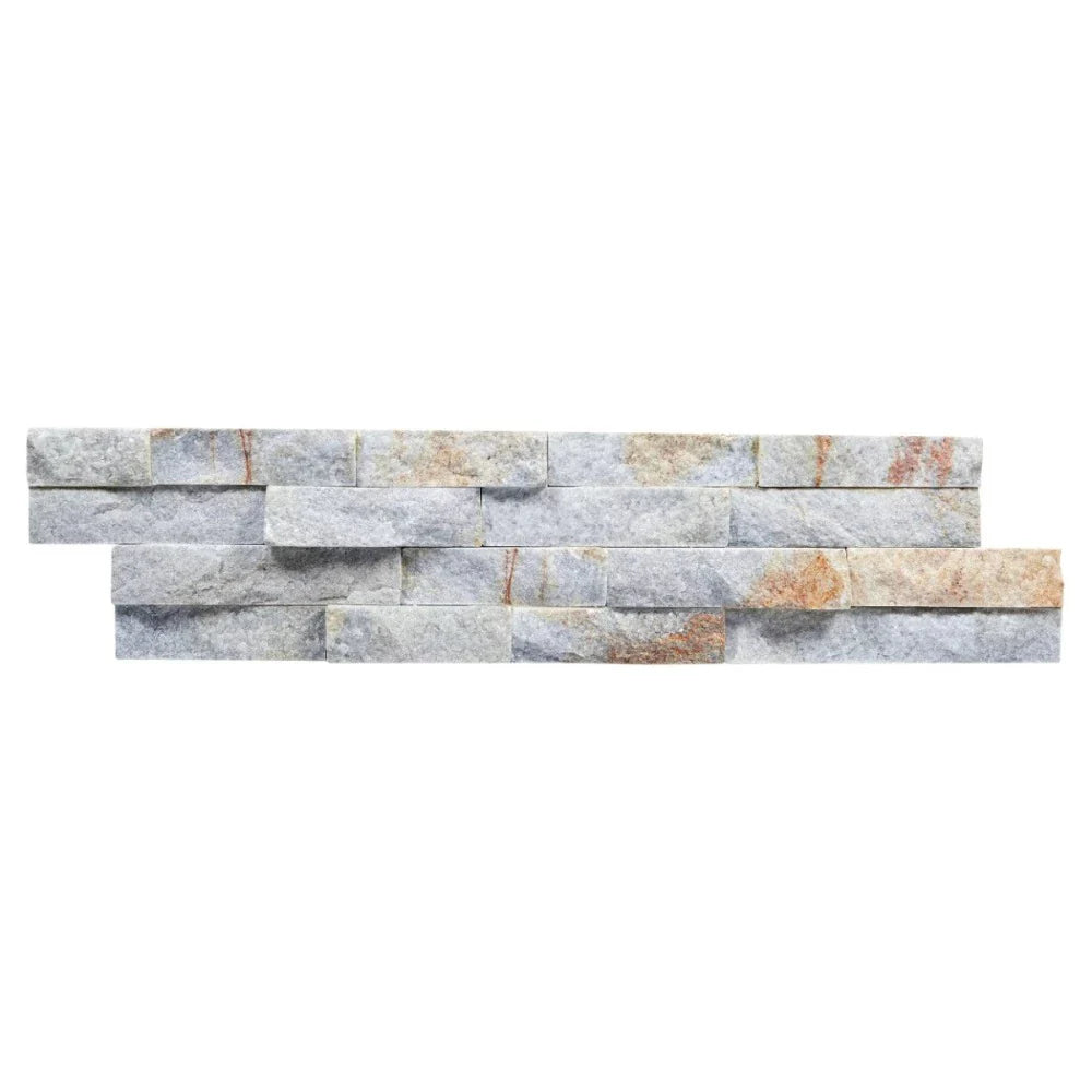 Coral Blue Nile Quartzite 6x24 Split Face Stacked Stone Ledger Panel