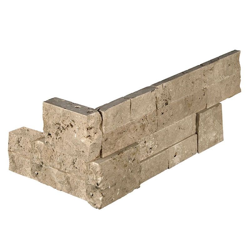 Noce Travertine 6x18 Stacked Stone Ledger Corner