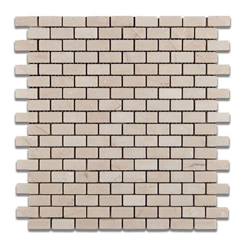Crema Marfil Marble Polished Mini Brick Mosaic Tile