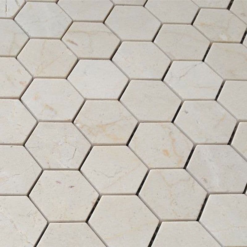 Crema Marfil Marble 2x2 Hexagon Polished Mosaic Mosaic Tile