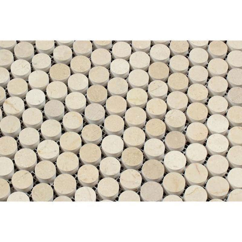 Crema Marfil Marble Penny Round Polished Mosaic Tile