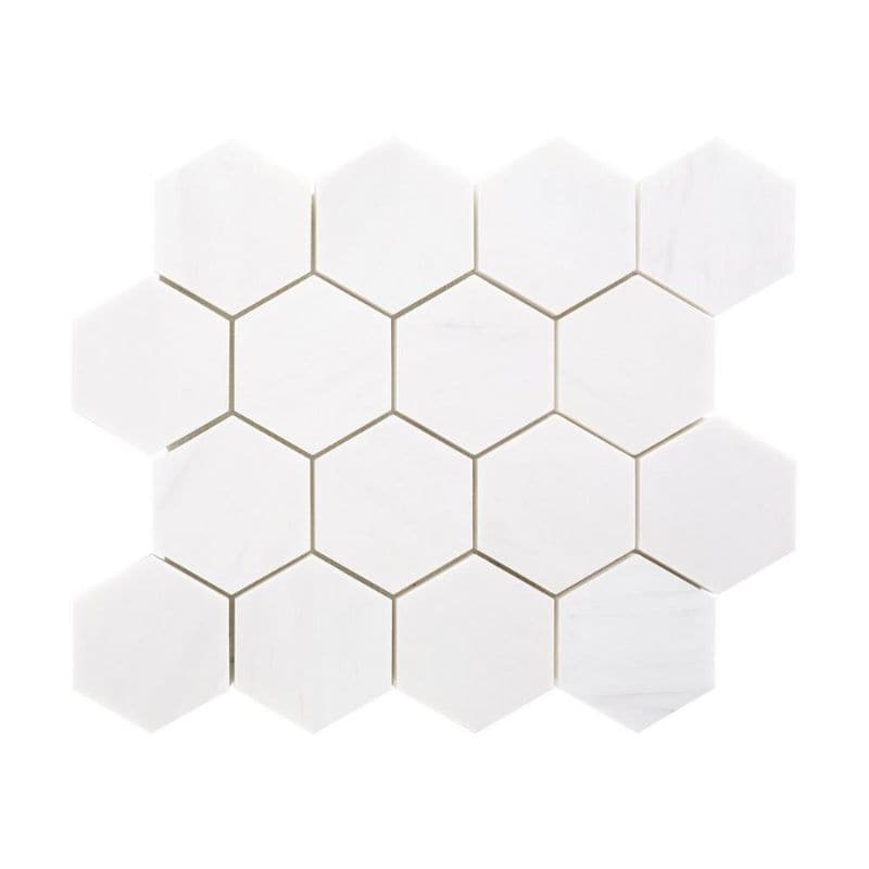 Bianco Dolomite Marble 4x4 Hexagon Polished Mosaic Tile